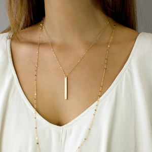 Personalized Long <strong>bar</strong> <strong>Necklace</strong> 925 <strong>Sterling</strong> <strong>Silver</strong> Dainty 18k Gold Plated Blank <strong>t</strong> <strong>bar</strong> <strong>Necklace</strong> - Product Image 5