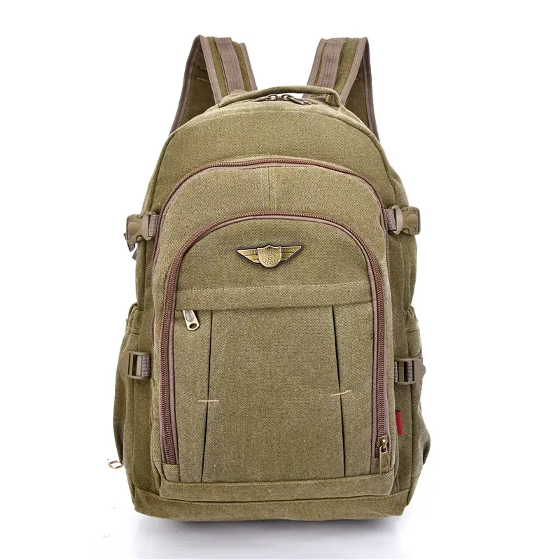 Оптовая продажа рюкзак винтаж Причинно день пакет холст кожаный ноутбук школьный Военная униформа