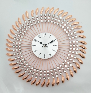 Rose Gold Art Peacock Modern Quartz Large Size Metal Wall <b>Clock</b> - Product Image 6