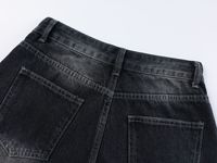Culottes en jean patchwork camouflage personnalisées, coupe courte, unisexe, noires, streetwear, jambes larges