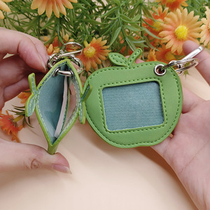 New <b>leather</b> apple-shaped photo <b>keychain</b>, 2-inch photo organizer, pendant, mini pet photo album - Product Image 4
