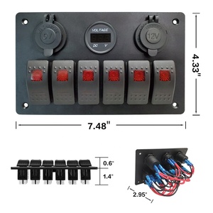 Amomd 6 Gang Waterproof LED <strong>Rocker</strong> Switches Car Boat Power Socket On-Off Function 12V 20A Max Current Switch <strong>Panel</strong> - Product Image 5