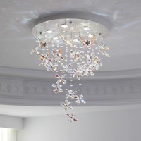 Nouvelle Lampe de Plafond en Cristal PM 2026, Design Français, Papillon et Fleur, Luminaire Créatif de Luxe pour Chambre à Coucher