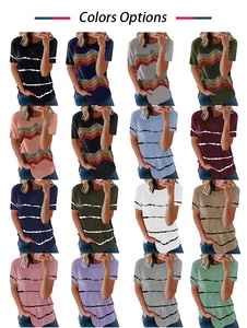 KCOA T-<span class=keywords><strong>shirt</strong></span> à manches courtes imprimé à rayures noires <span class=keywords><strong>et</strong></span> blanches pour femmes - Product Image 6