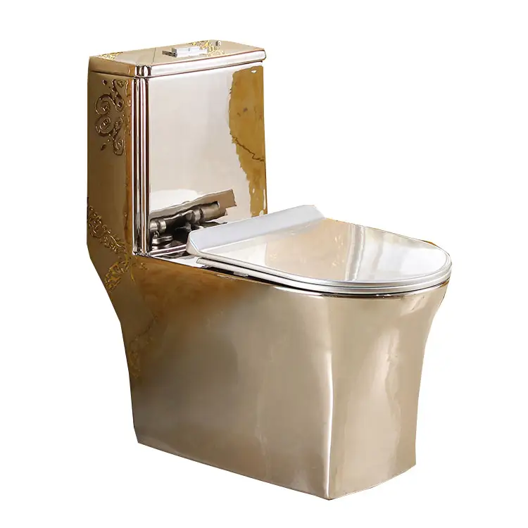 Новейший дизайн 2020, керамический Цельный унитаз без оправы в ванную комнату, серебристый сифонический слив, коммерческий унитаз