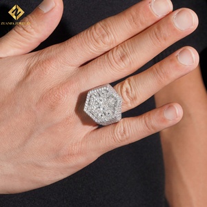 Anillo de Hombre con Diseño de Copo de Nieve, Plata de Ley S925, Moissanita, Hexagonal, Bañado en Rodio, Precio de Fábrica al por Mayor, Anillos Personalizados - Product Image 5