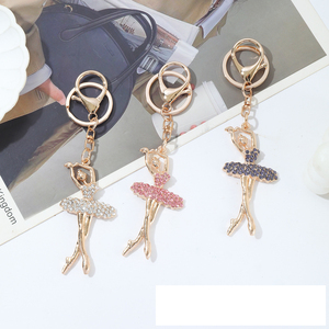 Porte-clés créatif en alliage 3D, cristal, ballet, cadeau mignon, porte-clés plaqué or, danseuses ballerines, porte-clés en métal pas cher, souvenirs - Product Image 1