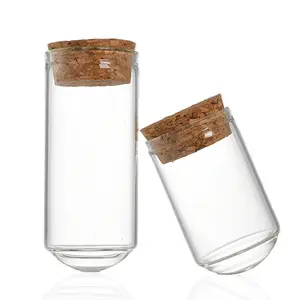 Cấp thực phẩm rõ ràng thủy tinh borosilicate Ống chai tròn ống thủy tinh với nút chai