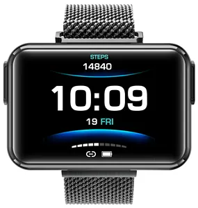 Мужские наручные часы с широким экраном, металлические стальные беспроводные наушники TWS, два в одном, Внутриканальные наушники-вкладыши, мужские наручные часы-браслет