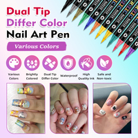 Lot de stylos pour nail art en gros d'usine, 24 couleurs, double pointe souple, stylo gel vernis à ongles non toxique, marqueur pour la décoration d'ongles DIY pour enfants
