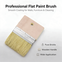 Pinceau plat à manche en bois, poils naturels, pour peinture murale et nettoyage