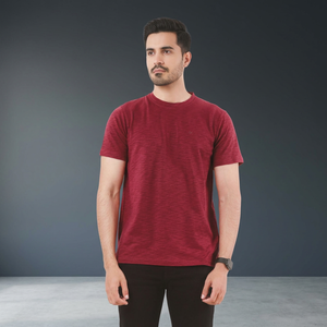 Camiseta de Manga Corta para Hombre, Cuello Redondo, Color Rojo, Corte Regular, Algodón Jersey, Estilo Casual - Product Image 3
