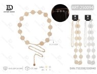 Catena da Vita Vintage in Lega di Zinco per Donna, Placcata Argento Anticato con Perline Geometriche, per Uso Quotidiano - Product Image 1