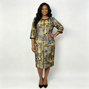 Robe moulante décontractée à manches longues pour femmes 2021, couleur or, taille 5XL, vêtements de bureau pour femmes africaines, robes pour femmes grandes tailles - Product Image 2