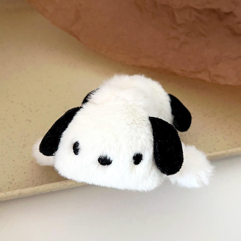 Cute Cartoon Panda Plush Hair Claw Clip Winter Soft Fluffy Fur Hair Clamp Big Size Shark Clip Girls Daily Hair Accessories