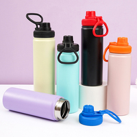 Bouteille isotherme sport en acier inoxydable de 32 oz (ou 40 oz) avec logo personnalisé, grande poignée portable et paille