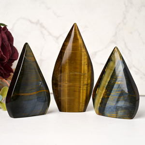 Venta al por mayor de adornos de ojo de tigre azul y amarillo pulidos de alta calidad, estilo bohemio, con forma de gota de agua, de moda, piedra de cristal curativa para - Product Image 1