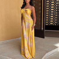 Nouveaux maillots de bain couvre-maillots de bain personnalisés Vêtements de plage à imprimé floral Robes de plage maxi de luxe sans bretelles Femmes été