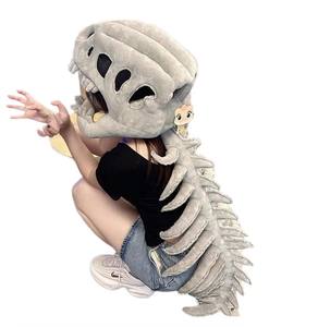 Nouvelle tenue de dinosaure en peluche pour garçons, costume de tête de squelette, marionnette amusante, jouet exosquelette en peluche super douce lavable - Product Image 3