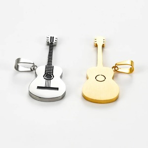 Collier chaîne de guitare en acier inoxydable, pendentif pour hommes et femmes, breloques Hip Hop Punk, couleur or argent, bijoux cadeaux, 1 pièce - Product Image 4