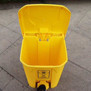 Yellow Medical Waste <b>Bin</b> <b>20L</b> 30L 50L 80L 100L Pedal Operated Rectangular HDPE Indoor Outdoor Use - Product Image 1