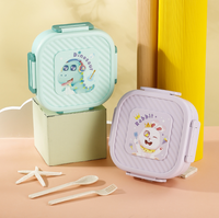 Op maat gemaakte babyblauwe Japanse bento box, vaatwasserbestendig, 1300ml, BPA-vrij, lekvrij, magnetronbestendig, kinderlunchbox met bestek