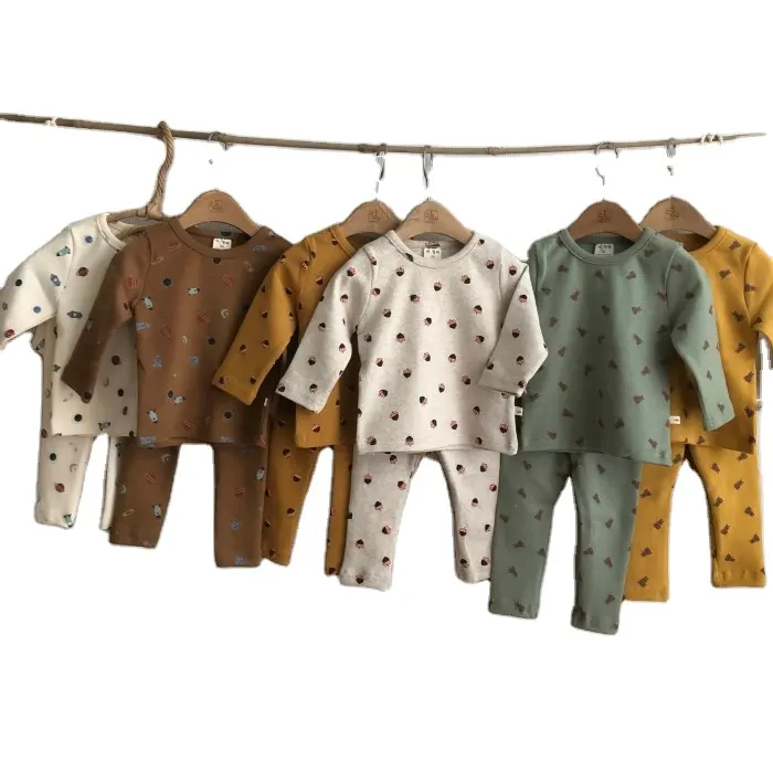 baby pajama set 100% organic cotton kids pajamas baby Long Johns long sleeves Sleepwear pajamas organic pyjama enfant