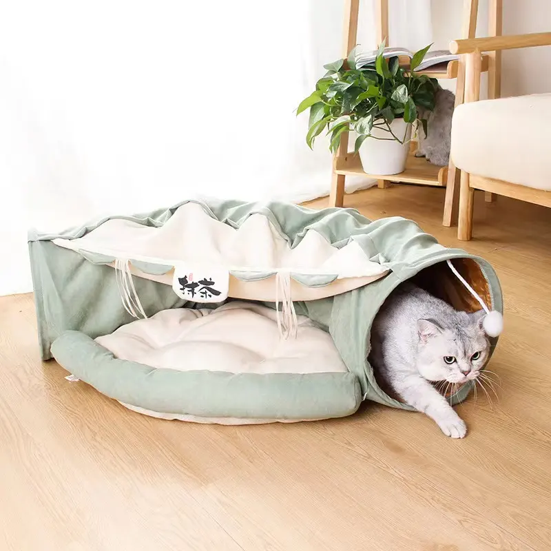 Fábrica Venda Direta Atacado Pet Supplies Cat Tunnel Bed Pet Interactive acessórios Play Toy Felt Cat Tunnel Tubes Bed