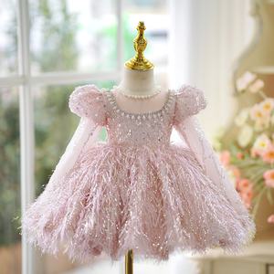 Vente en gros de robes de princesse rose à paillettes pour filles tutu robe de fête d'anniversaire pour filles gâteau <span class=keywords><strong>smash</strong></span> - Product Image 5