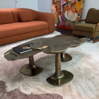 Table basse minimaliste en alliage d'aluminium massif et acier, style français, pour salon
