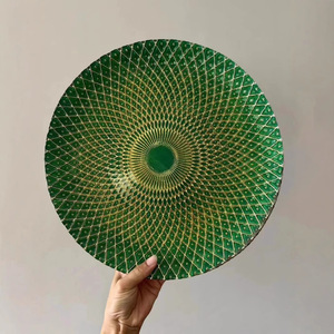 Assiette à fruits ananas en verre écologique de style européen, couleur vert paon, la plus vendue sur Xiaohongshu, présentoir à bijoux <span class=keywords><strong>plat</strong></span> de 13 pouces - Product Image 1