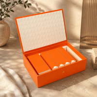 Coffret Cadeau de Thé Orange Mat de Luxe avec Intérieur Matelassé et Logo Doré, Emballage Personnalisé OEM ODM