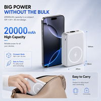 Banco de Energía Magnético de 20000 mAh, Carga Rápida Inalámbrica, Cargador Portátil Compacto, Cables Integrados, Cargador Magnético para Teléfono