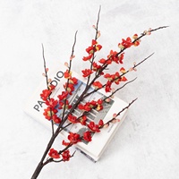 Décoration d'intérieur : Fleur artificielle en soie de prune de Luoyang, fausse fleur, plante verte, style chinois, faite à la main, pour meuble TV