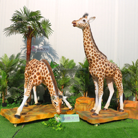 Decoraciones de Esculturas Animatrónicas de Animales de Safari para Parques Zoológicos, Resistentes al Agua para Exteriores, Jirafa con Sensor Infrarrojo de Encendido