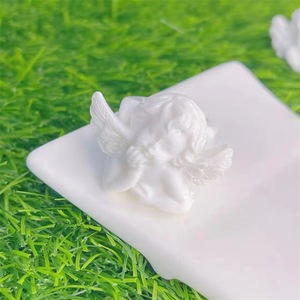 แหวนเรซิ่นรูปทรงสาวน้อยสีขาวทอง งาน DIY รูปปั้นคิวปิด แหวนพลาสติกหนา แหวนพลาสติกปีกนางฟ้า - Product Image 5