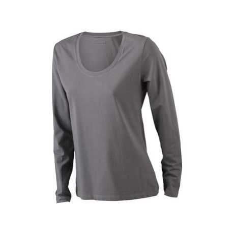 Ladies' Long-Sleeved Stretch Satin Shirt Soft Elastic Single Jersey with Embroidered Logo Women's Office Tops Size XL