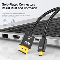 Câble Micro HDMI vers HDMI Biaze 4K 60Hz Bidirectionnel Haute Vitesse Tressé Plaqué Or 2M pour Appareil Photo Moniteur TV