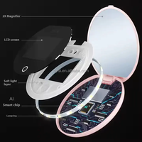 Kaca rias LED UV Mini untuk tangan dan wajah, kaca rias perbesaran 2X untuk ponsel dan tangan 2025, tes tabir surya genggam