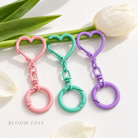 Porte-clés Cœur Couleur Bonbon avec Fermoir à Pression et Anneau à Ressort pour Noël, Cadeau Femme, Accessoires DIY, Breloque de Sac