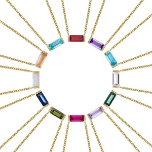 Collar de <span class=keywords><strong>Plata</strong></span> de Ley 925 con Colgante de Piedra de Nacimiento de los 12 Signos del Zodíaco, Venta al por Mayor de Fábrica, para Mujer, Uso Diario, Regalo para Fiestas - Product Image 1