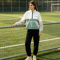 Veste Courte Décontractée Femme Coupe-Vent Légère à Col Montant et Demi-Zip, Style Rétro Esthétique Floral, Idéale pour le Streetwear – Vente en Gros