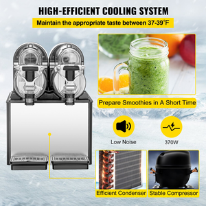 Máquina Comercial de Doble Tazón 3L x 2 y Máquina de Daiquiri de Alta Productividad para Bebidas Congeladas, Máquina de Granizados Negra, Nueva Comercial - Product Image 2