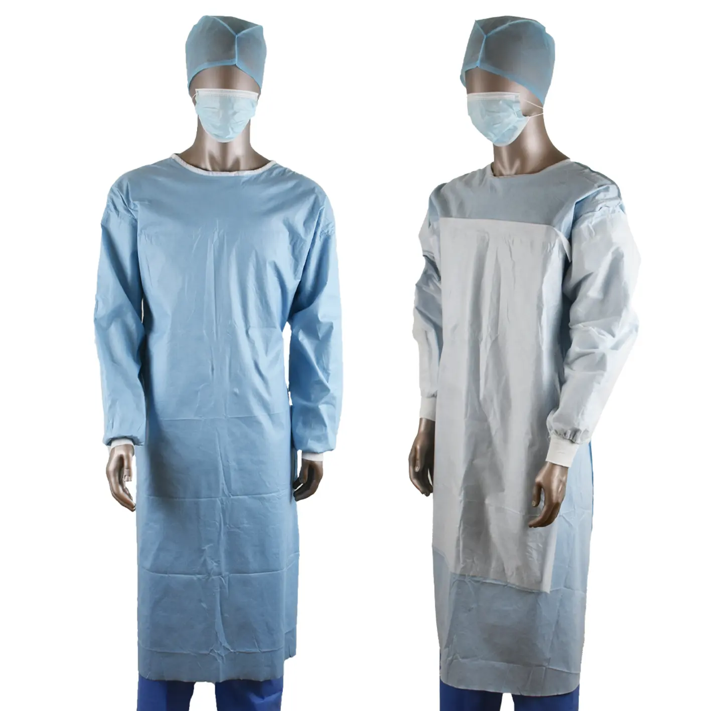 Blue Color Disposable Spunlace Medical Sterile Surgical Gown