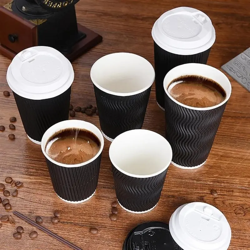 Coffee Printed Paper Cardboard Coffee Cups With Lids