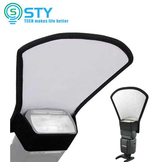 2in1 Camera Flash Reflector Speedlite Mini Diffuser Double-Sided Foldable Softbox for Godox TT520II TT600 V1 Triopo TR950