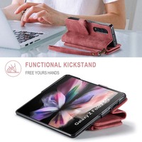 Dompet multifungsi bagus casing kulit Retro sandaran tempat kartu ritsleting tas ponsel saku untuk Samsung Galaxy S22 Plus Ultra