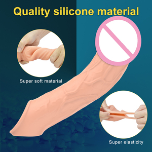 Manchon de pénis en silicone vibrant réaliste, extenseur, gode réutilisable, <span class=keywords><strong>préservatif</strong></span>, retardateur d'éjaculation, agrandisseur de pénis, jouets sexuels pour hommes - Product Image 3