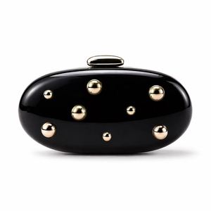 Stylish Black Resin Clutch Bag With Pearl Decoration Magnetic Closure Evening Party Handbag Guangzhou factory evening bag - Product Image 2