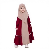 Ensemble élégant de robes Abaya pour filles, style chinois, avec hijab, deux pièces, robes maxi respirantes en polyester à manches longues, style moyen-oriental, toutes tailles